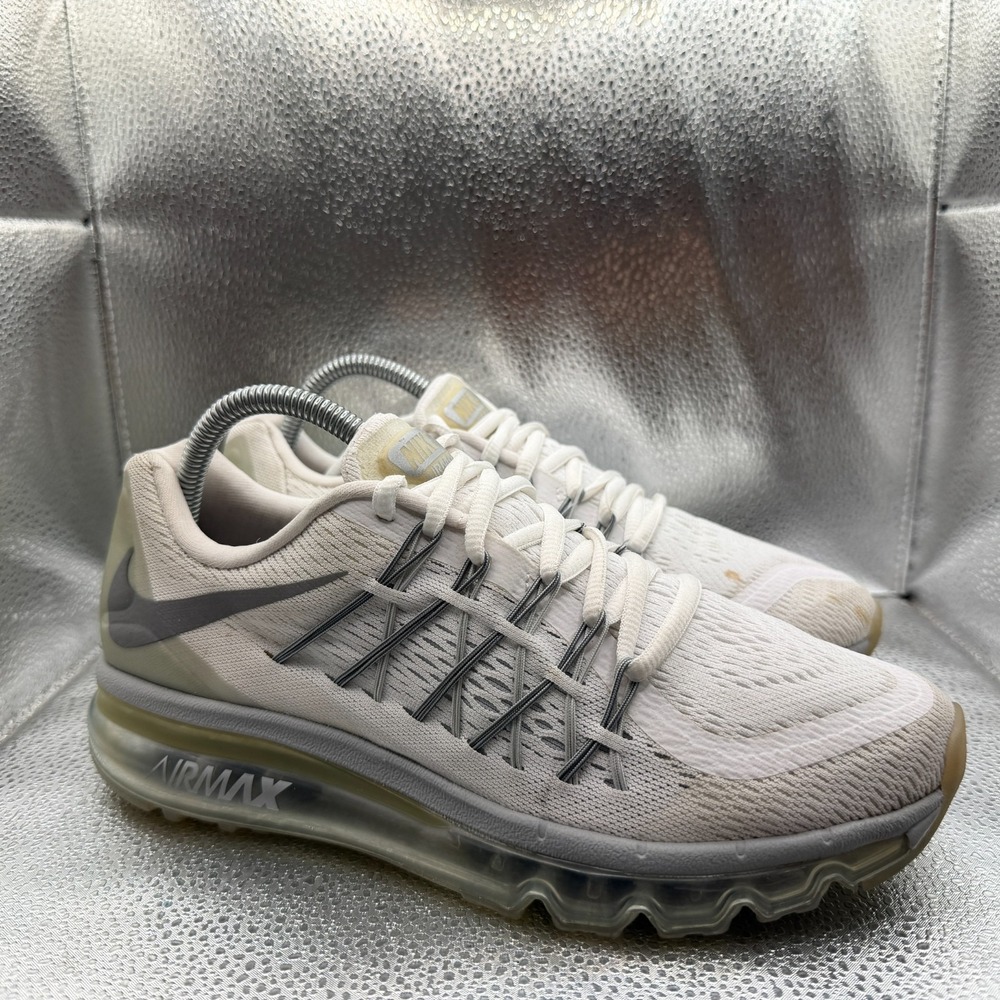 Size 7Y Nike Air Max White Metallic Silver Kids Running Sneaker Shoes 705457-102